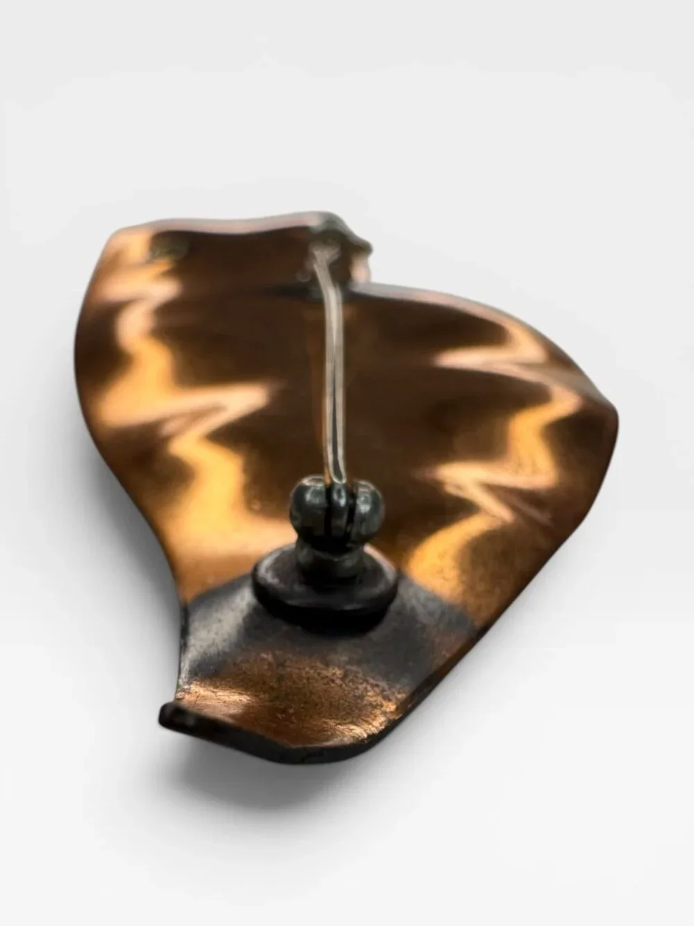 Genuine Copper Abstract Leaf Brooch Mid Century Modern Studio Craft Pin